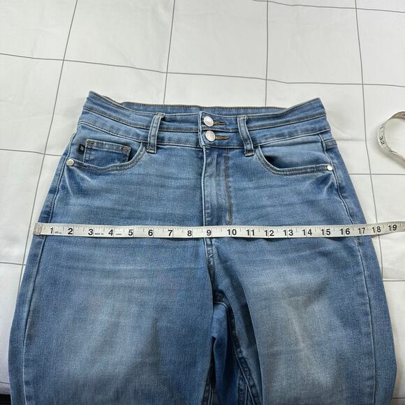Judy Blue Jeans Cool Runnings Cropped Wide Leg Medium Wash Stretch Denim Casual - Picture 8 of 12